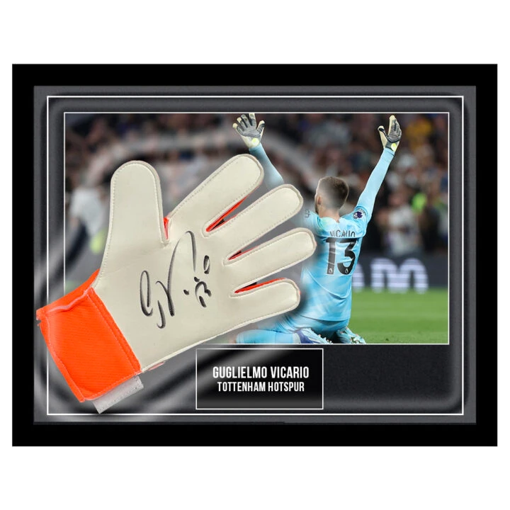 Signed Guglielmo Vicario Framed Glove - Tottenham Hotspur Icon
