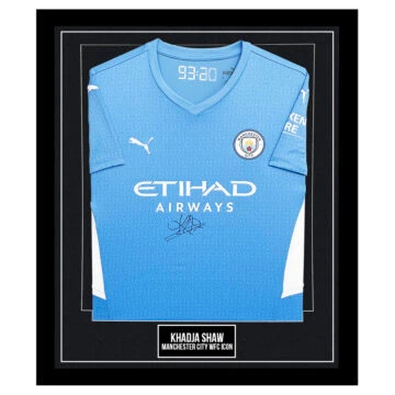 Signed Khadija Shaw Framed Shirt - Manchester City W.F.C. Icon