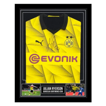 Signed Julian Ryerson Framed Shirt - Borussia Dortmund Icon