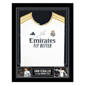 Signed Dani Ceballos Framed Shirt - Real Madrid La Liga Winner 2024