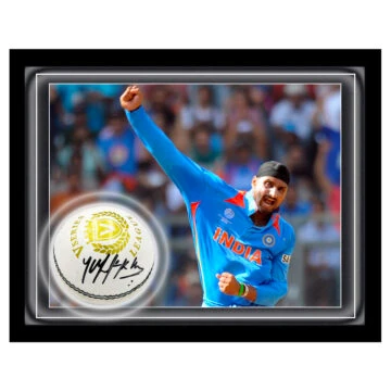 Signed Harbhajan Singh Ball Framed Dome - India CWC Winner 2011