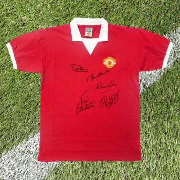Signed Cantona, Charlton, Law, Robson & Giggs Shirt - Manchester United Icons