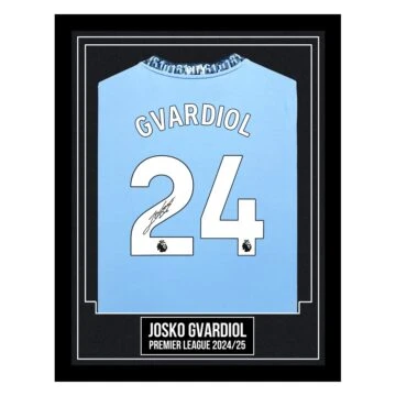 Josko Gvardiol Signed Framed Shirt - Premier League 2024/25