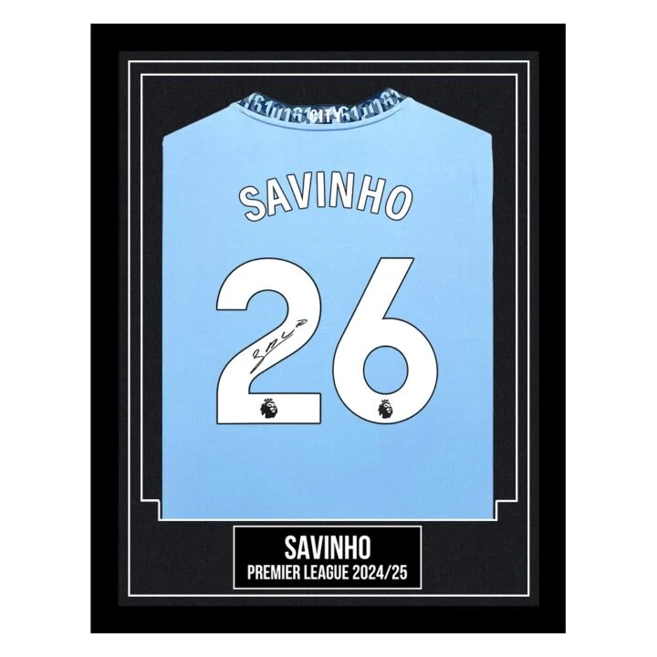 Savinho Signed Framed Shirt - Premier League 2024/25