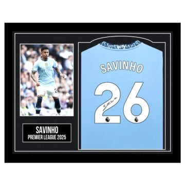 Framed Savinho Signed Shirt - Premier League 2025