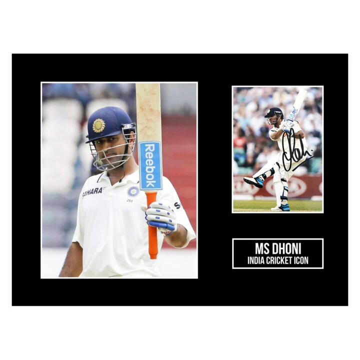Signed MS Dhoni Photo Display 16x12 - India Cricket Icon