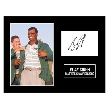 Signed Vijay Singh Photo Display 16x12 - Masters Champion 2000