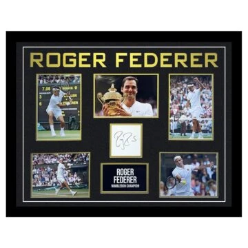 Signed Roger Federer Framed Photo Display - Wimbledon Champion