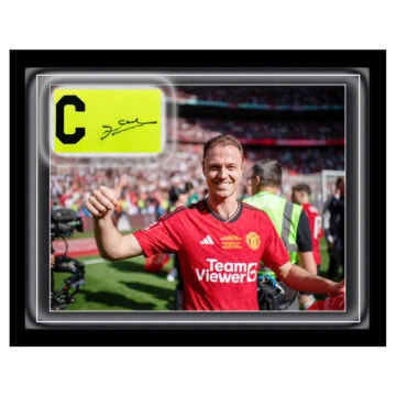 Signed Jonny Evans Armband Framed Dome - FA Cup Winner 2024