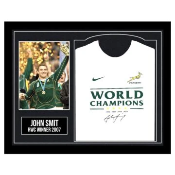 Framed John Smit Signed Springboks Shirt - RWC Winner 2007