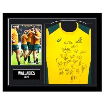 Framed Wallabies Signed Jersey - Australia Shirt 2025