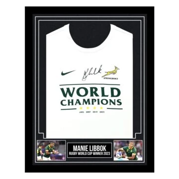 Signed Manie Libbok Framed Shirt - Rugby World Cup Winner 2023