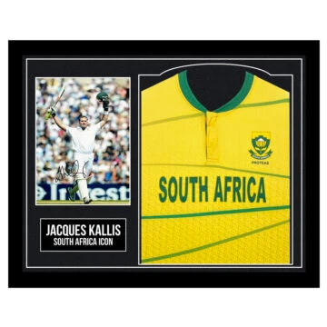 Signed Jacques Kallis Framed Shirt Display - South Africa Icon