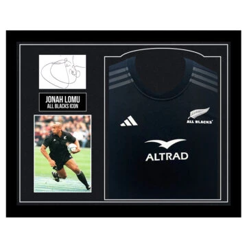 Framed Jonah Lomu Signed Display Shirt - All Blacks Icon