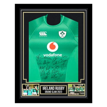 Signed Ireland Rugby Framed Jersey - Grand Slam 2023 - Gold Design