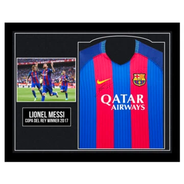 Framed Lionel Messi Signed Shirt - Copa del Rey Winner 2017