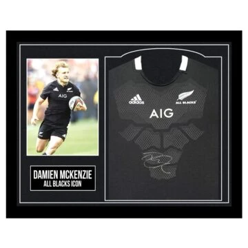 Framed Damian McKenzie Signed Shirt - All Blacks Icon