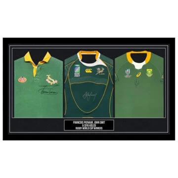 Signed Francois Pienaar, John Smit & Siya Kolisi Framed Shirts - Rugby World Cup Winners