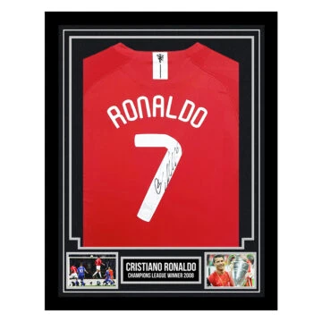 Signed Cristiano Ronaldo Framed Shirt - Champions League Winner 2008 - Silver Design