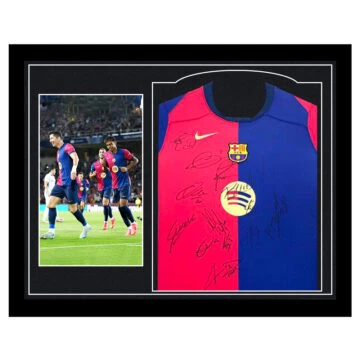 Framed FC Barcelona Signed Shirt - La Liga 2024/25