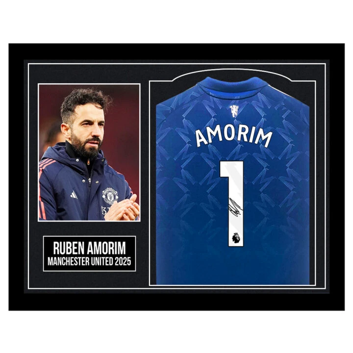 Framed Ruben Amorim Signed Away Shirt - Manchester United 2025