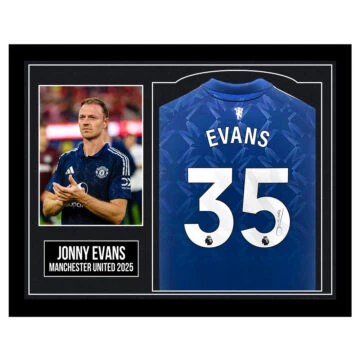 Framed Jonny Evans Signed Shirt - Manchester United 2025