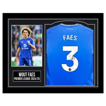 Framed Wout Faes Signed Shirt - Premier League 2024/25