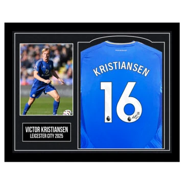 Framed Victor Kristiansen Signed Shirt - Premier League 2025