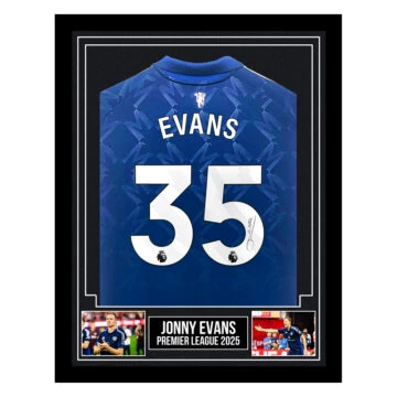 Signed Jonny Evans Framed Shirt - Premier League 2025
