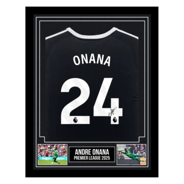 Signed Andre Onana Framed Shirt - Premier League 2025